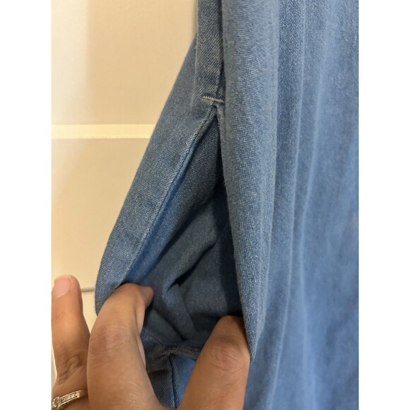 Denim Dress Embroidered Floral Dress with Pockets Size Petite Large Grandma Core - Picture 6 of 10